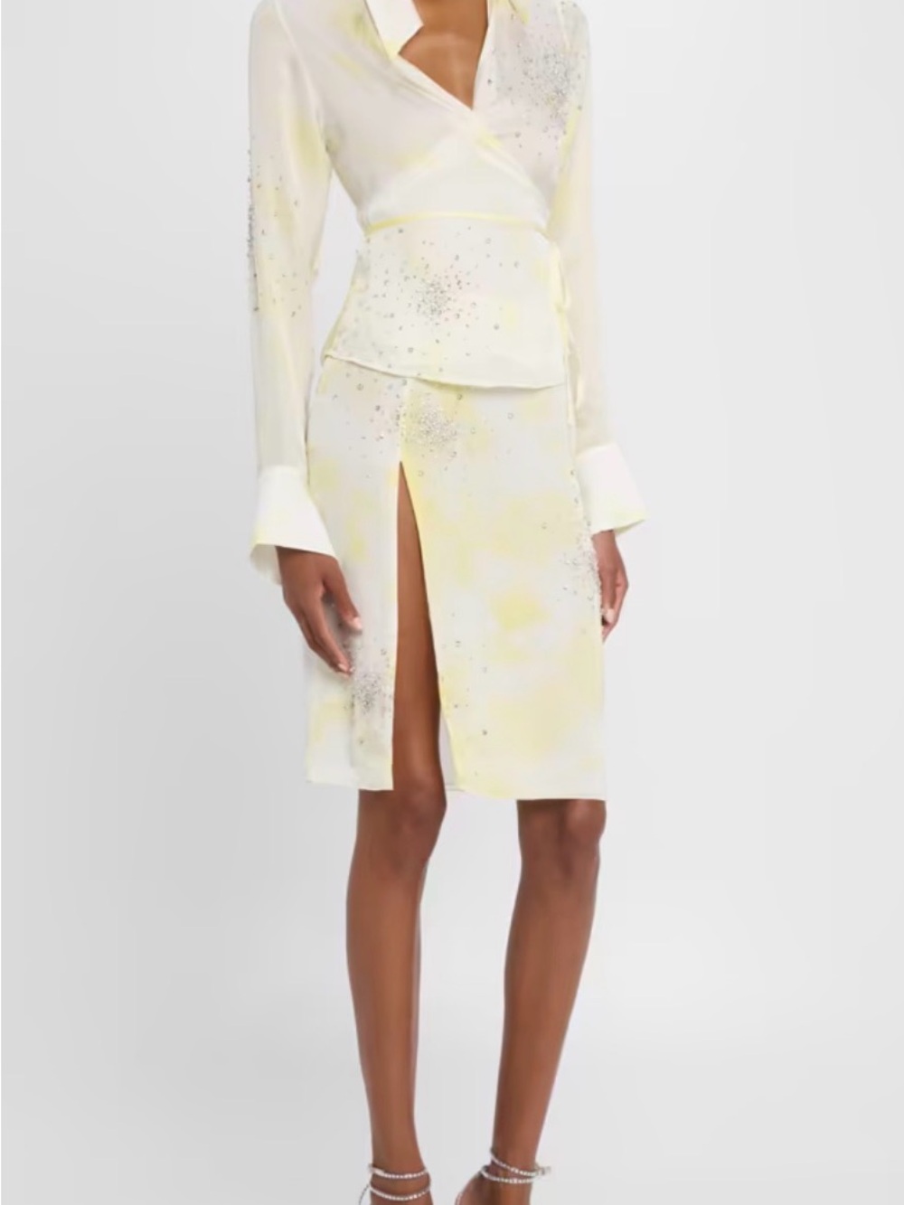 Embellished Cream-Yellow A-Line Slip Skirt